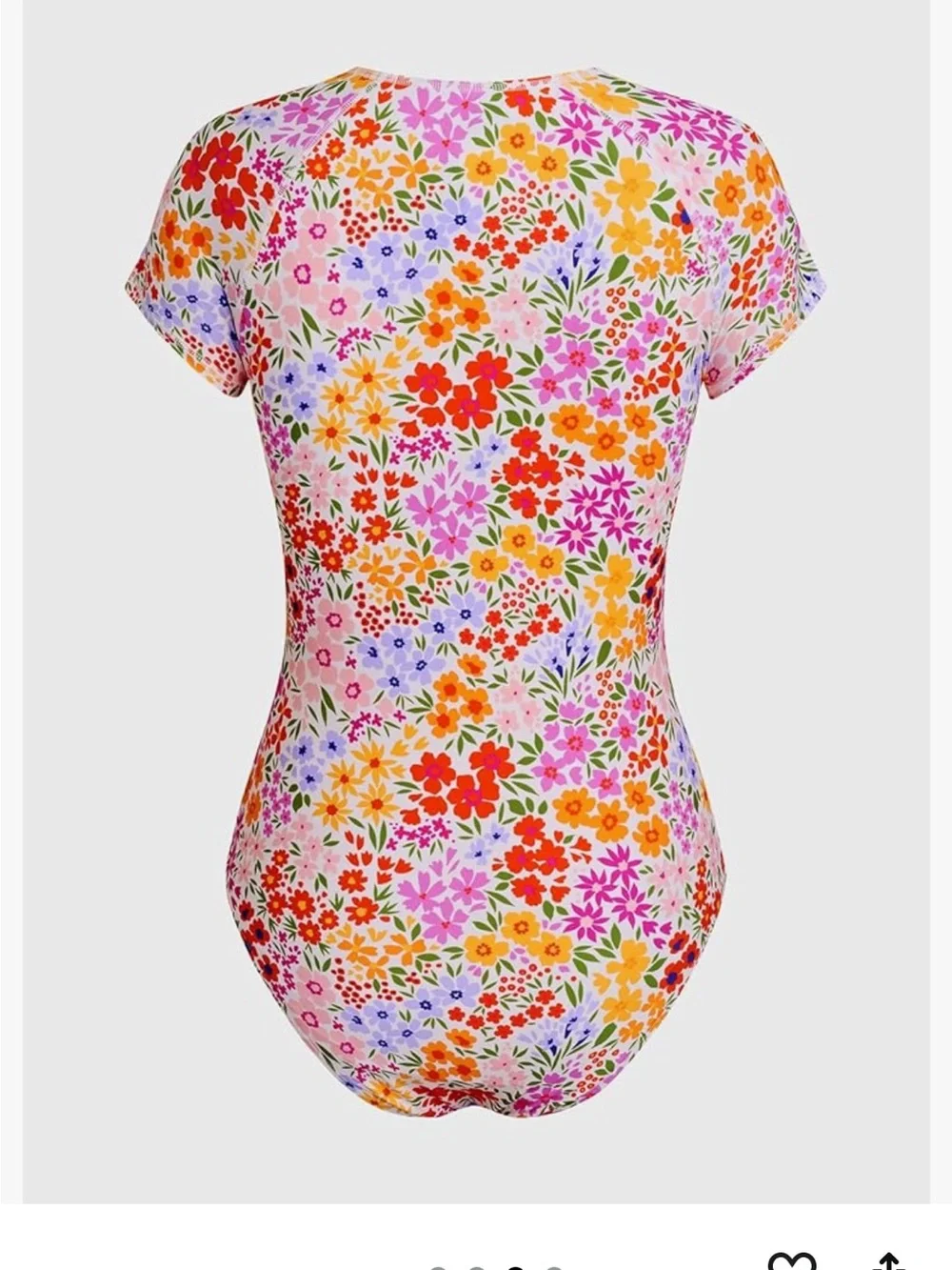Floral Zip-Front One-Piece Swimsuit — Multicolor
